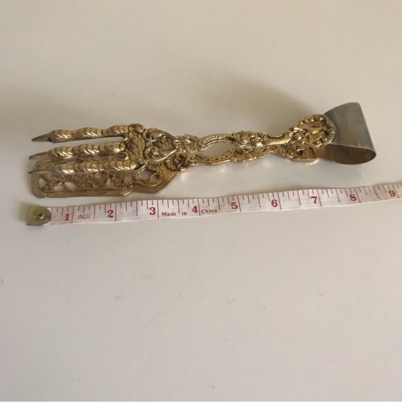 Antique Gold Plated Bird Claws Cake Tongs - Picture 2 of 10